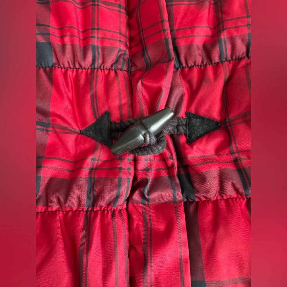Ralph Lauren Red‎ Black Plaid Puffer Vest Kids XL Crest Patch Waterfowl Down